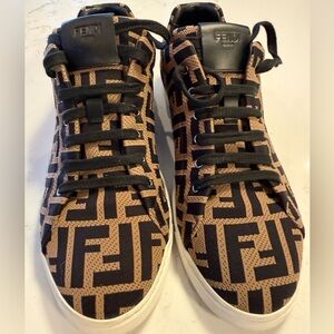 Fendi Men's Black and Brown Patterned Sneakers